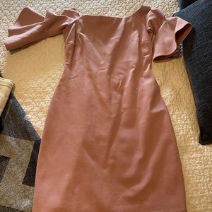 Blush off the shoulder dress